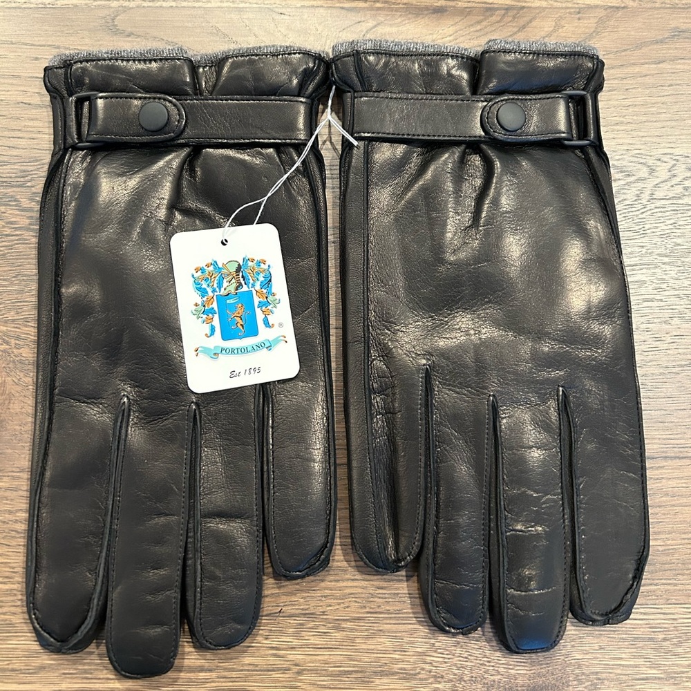 Portolano women gloves, leather/cashmere, new in original package, size M